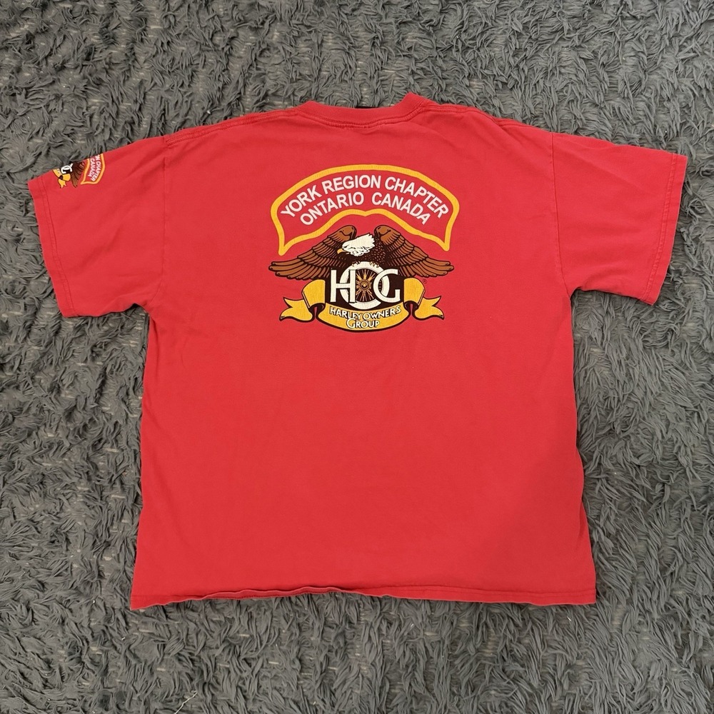 Vintage Harley Davidson Owners Group Ontario Canada T-Shirt Red Men's Size Xl